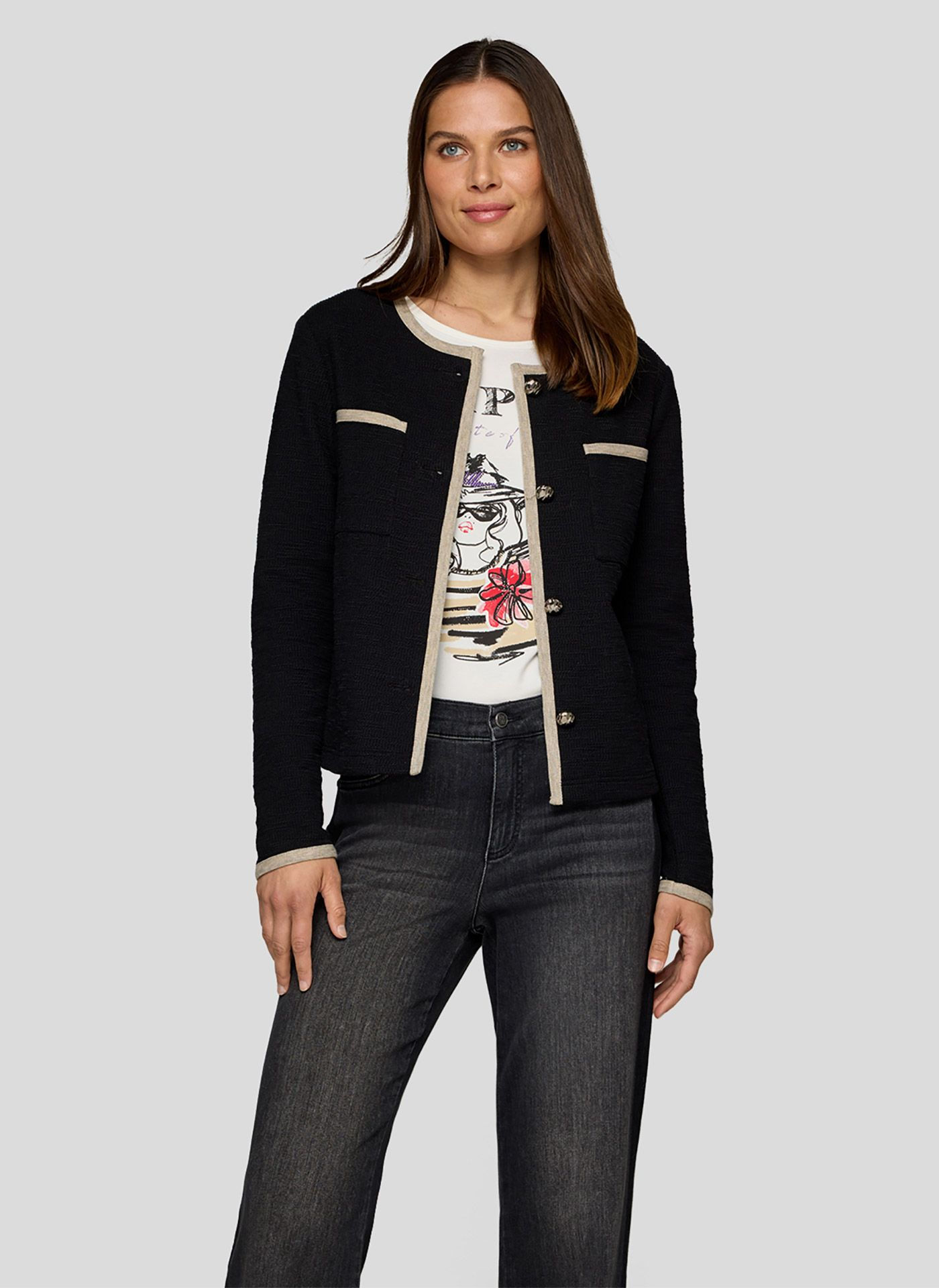 Veston noir et beige bouton argent