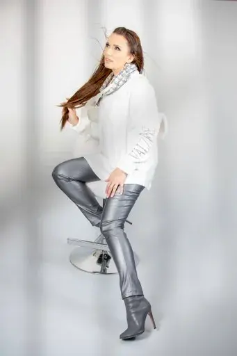 Pantalon legging argent strech
