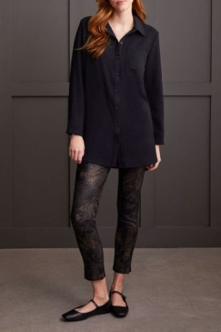 Miniature : Blouse tunique noire manches roll up 32 pouces longueur