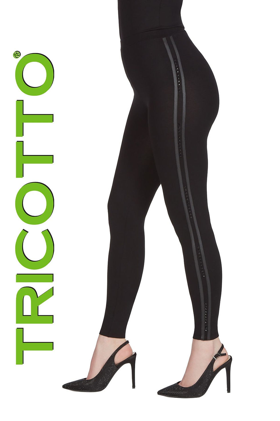 Legging noir brillant sur le côté