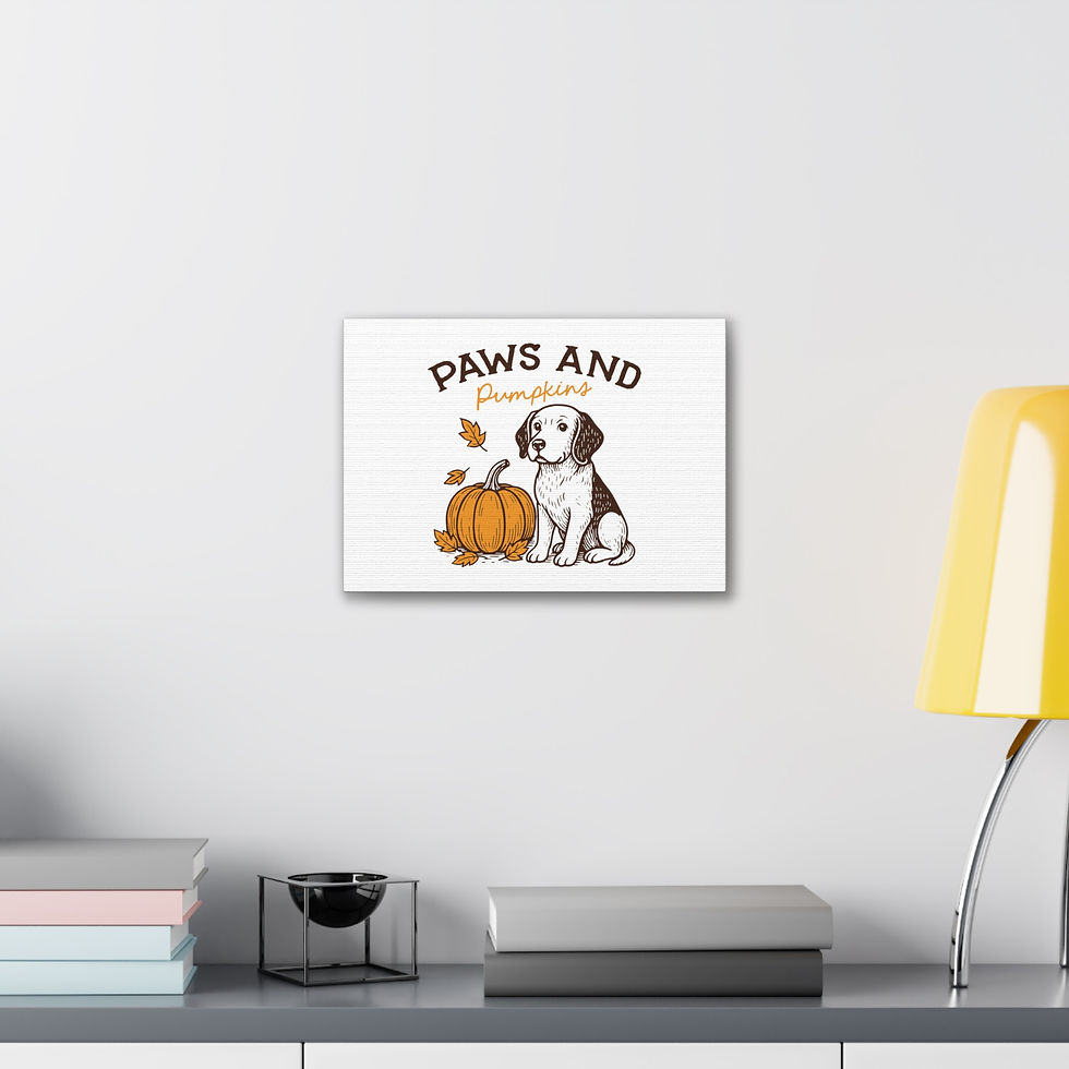 Thumbnail: Autumn Pet Canvas Print - Paws and Pumpkins Art