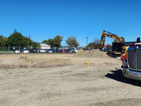Work begins on carpark area, prep for the roof, various other services (April 2025)