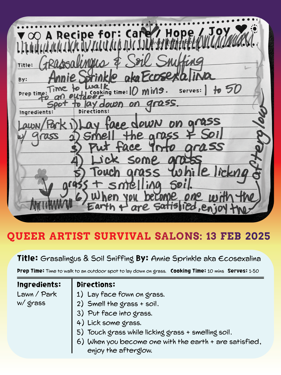 Grassalingus and Soil Sucking by Annie Sprinkle aka Ecosexalina
