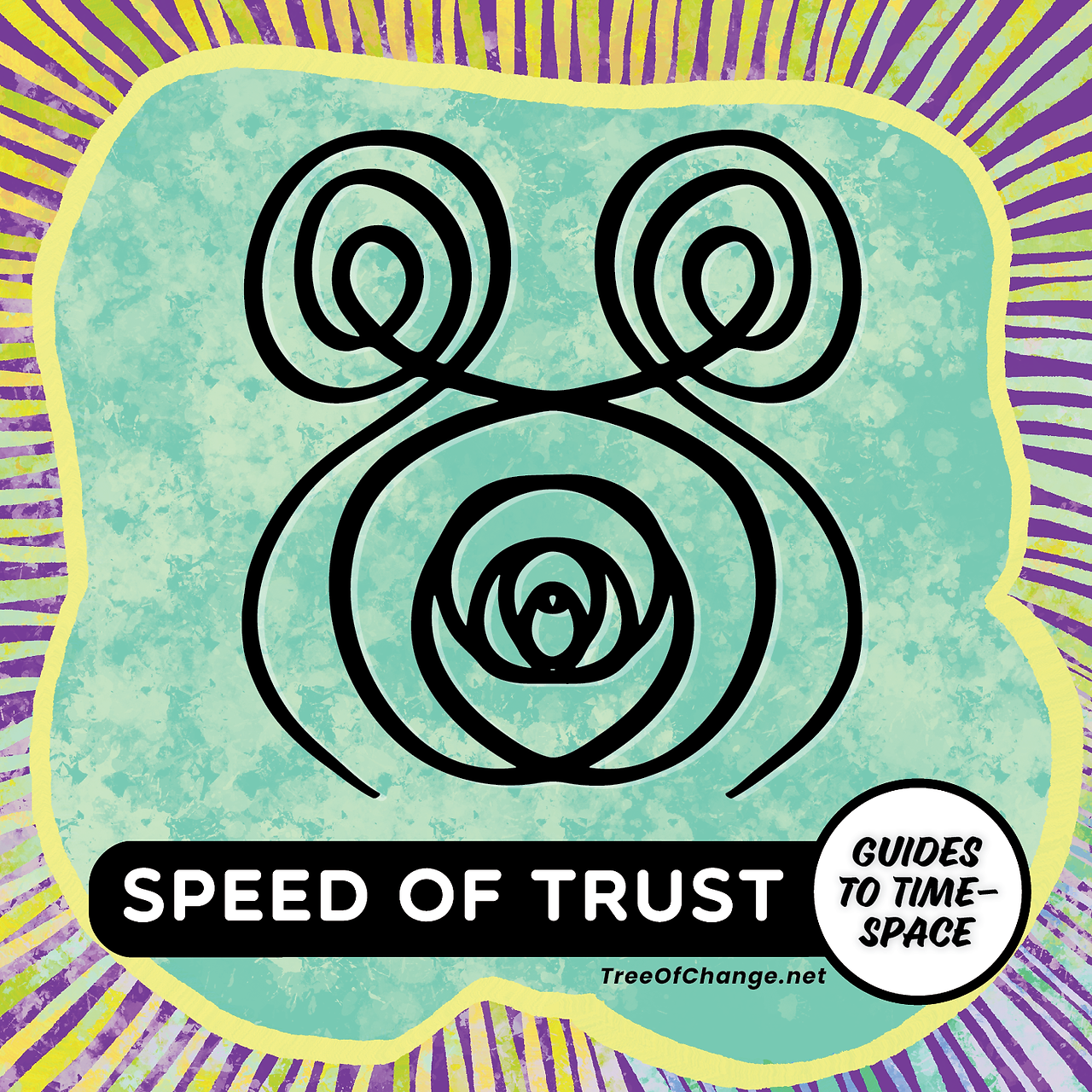 Guide to Time-Space: Speed of Trust. Symbol: Two lines starting on opposite sides of the page, coiling inwards to a spiral in the center. 