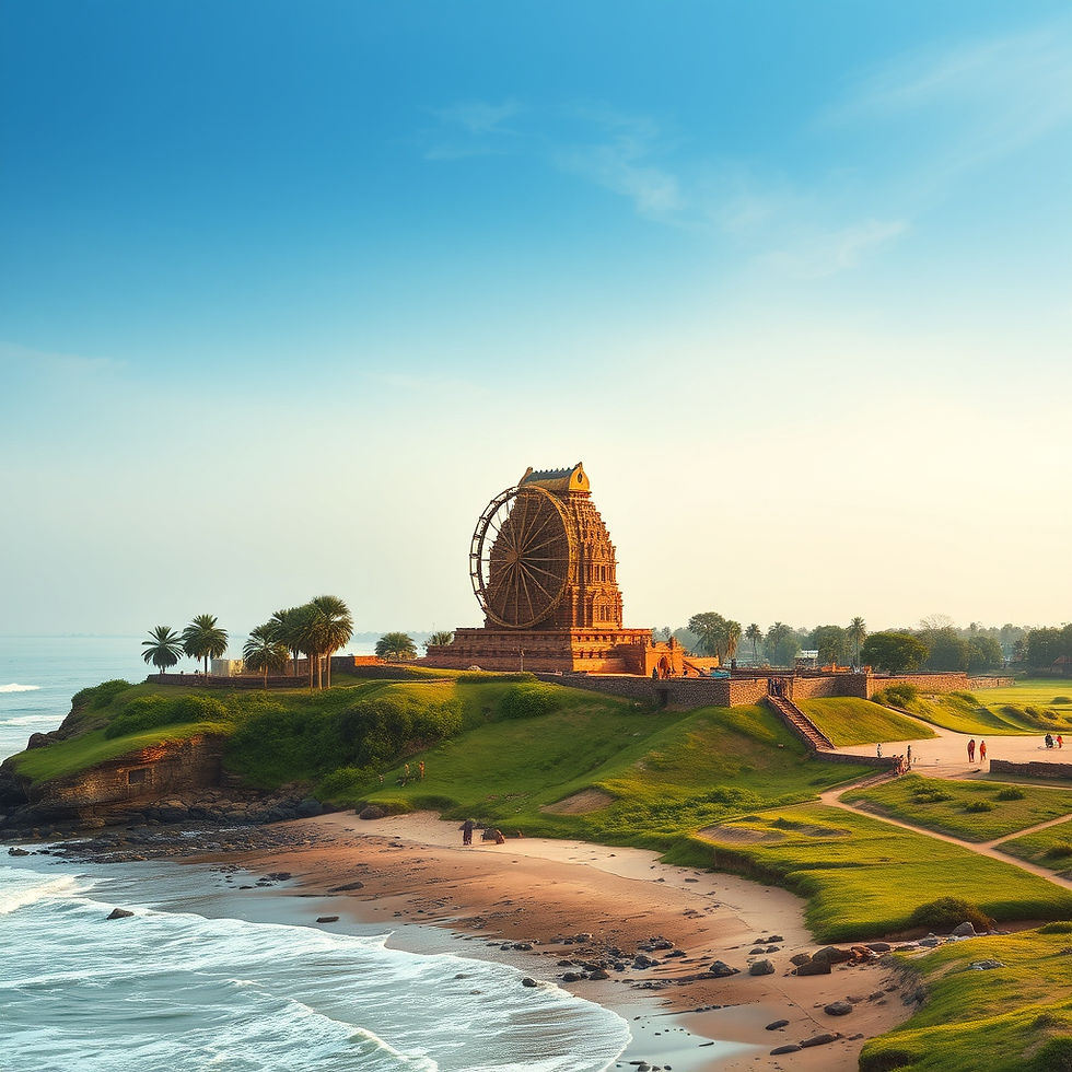 culturally rich Odisha landscape with sea shore, Konark wheel Jagannath temple etc..jpg