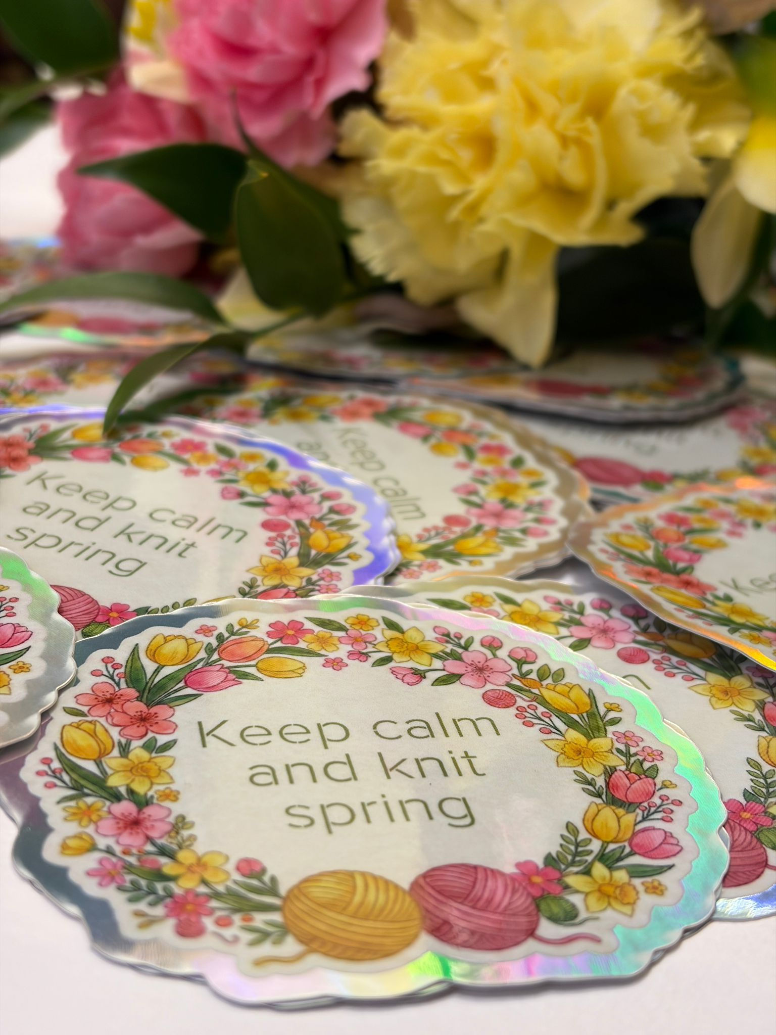 Sticker "Keep calm and knit spring"