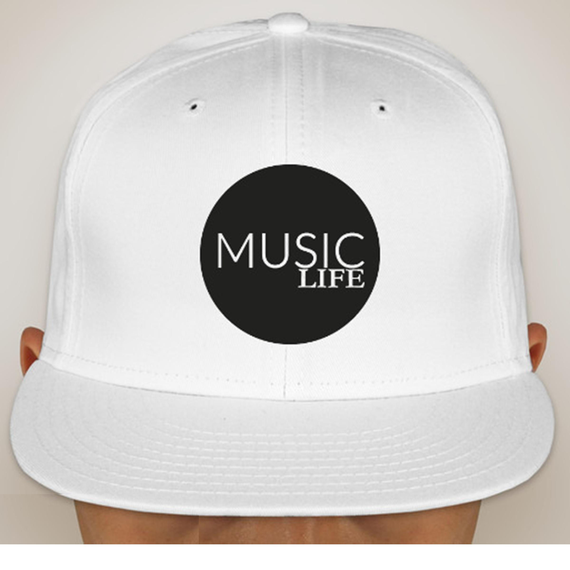 Music Life Flat Bill Snapback Hat - White