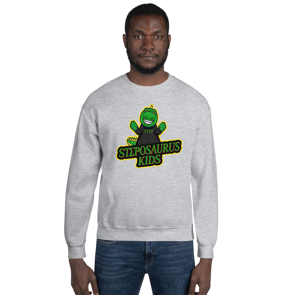Thumbnail: Adult Unisex Sweatshirt - Steposaurus Dinosaur Mascot