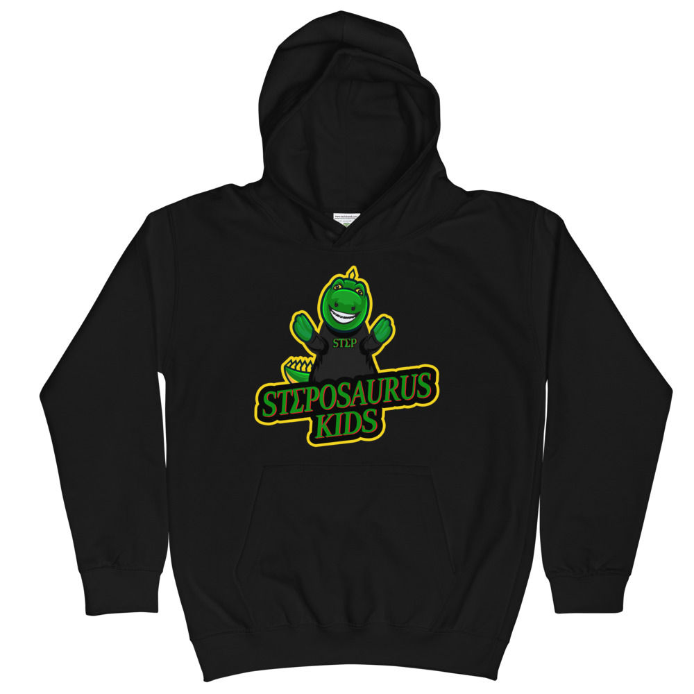 Youth Unisex Hoodie - Steposaurus Dinosaur Mascot 