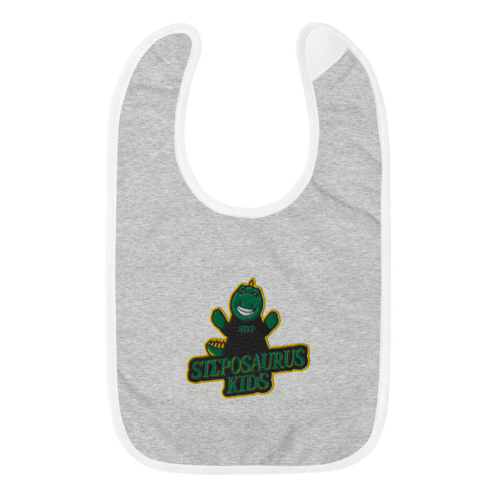 Infant Unisex Embroidered Bib - Steposaurus Dinosaur Mascot