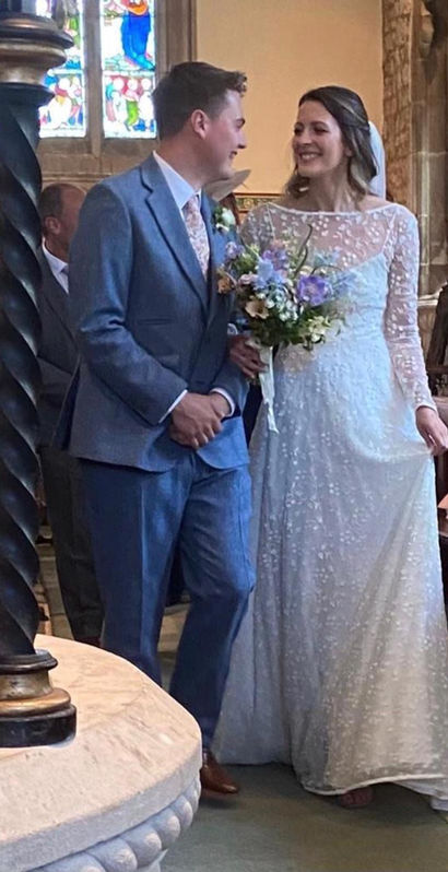 Real bride Emily wearing E&W couture. Alterations By Brooke in Bradford on Avon