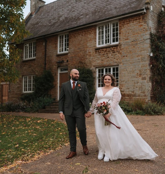 Rosie wearing bespoke chiffon wedding dress