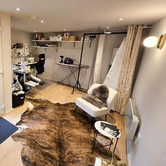 Sewing space, Bridal studio in Wiltshire welcoming brides grooms and bridal parties
