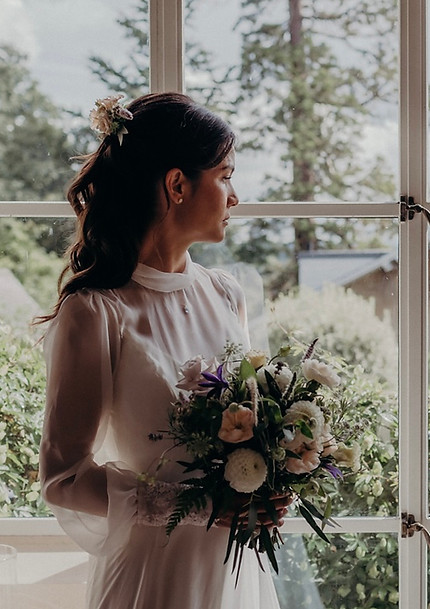 Bespoke bridal cape in silk chiffon