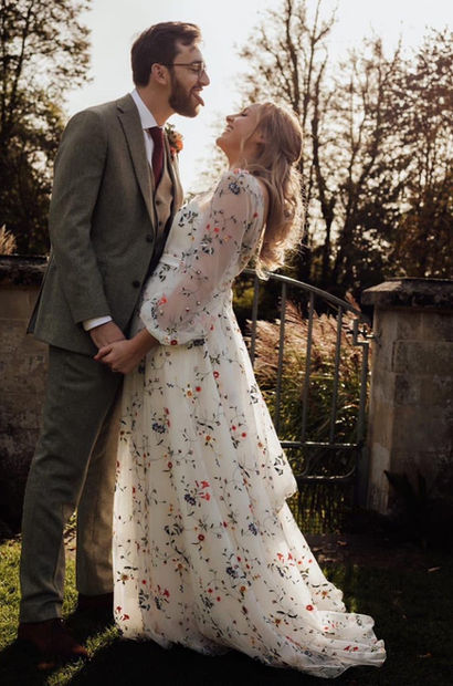 Real bride Isobel wearing Sassi Holford bridal dress. Alterations By Brooke in Wiltshire,