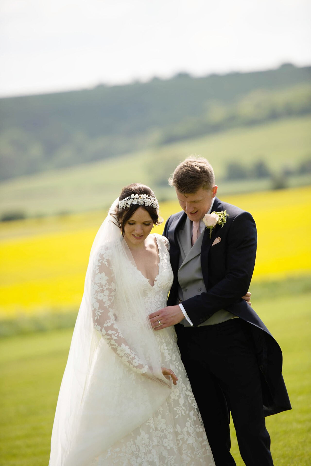 Bride and groom natural shot wedding day 