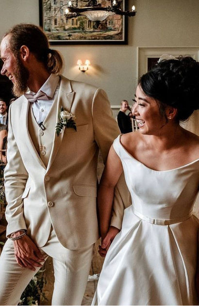 Real bride Kim wearing Caroline Castigliano. Alterations By Brooke in Bradford on Avon,