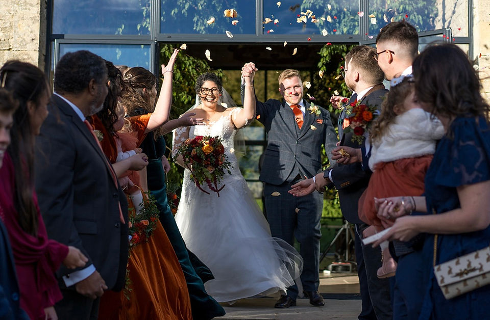 bride and groom confetti shot 