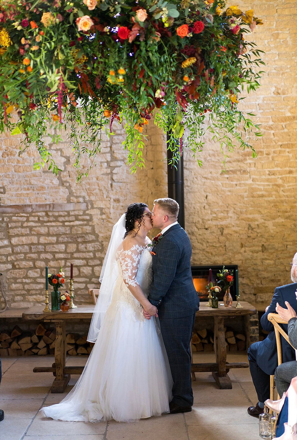 bride and groom wedding day embrace in the ceremony 