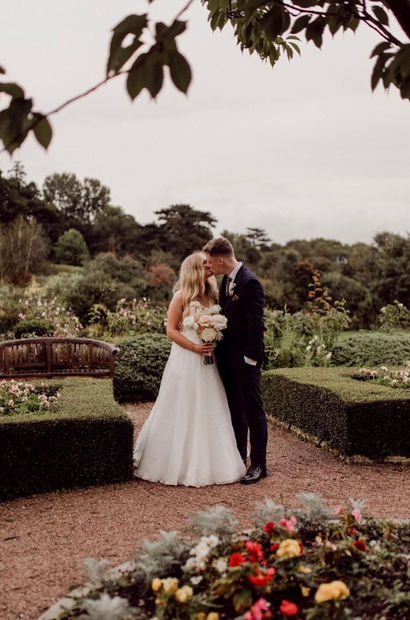 Real bride Aimee wearing Sassi Holford bridal dress alterations By Brooke in Wiltshire