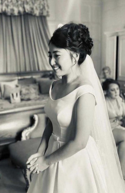 Real bride Kim wearing Caroline Castigliano. Alterations By Brooke in Bradford on Avon,