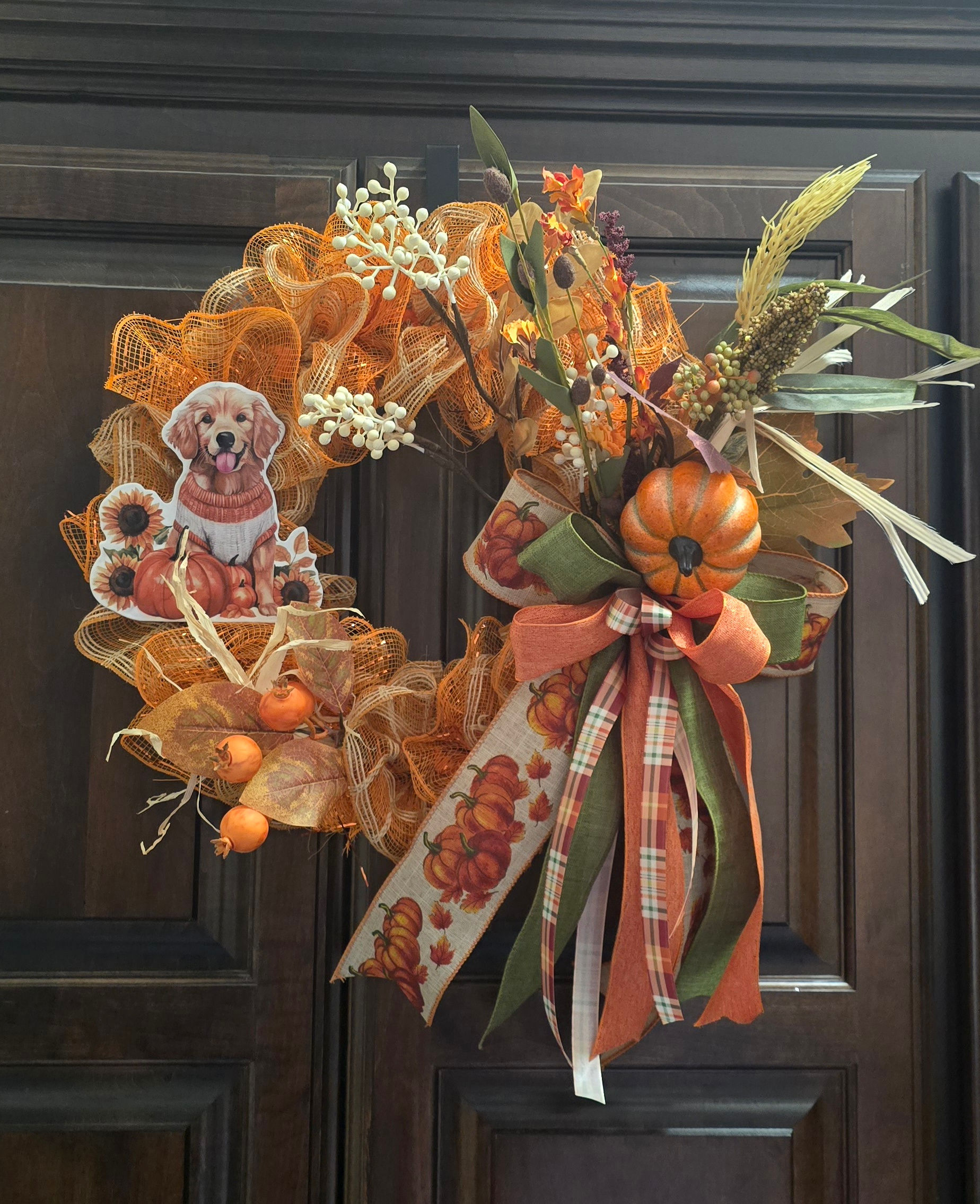 Harvest Blessings & Paws Fall Wreath