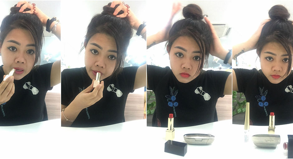 Lyn is doing makeup.jpg