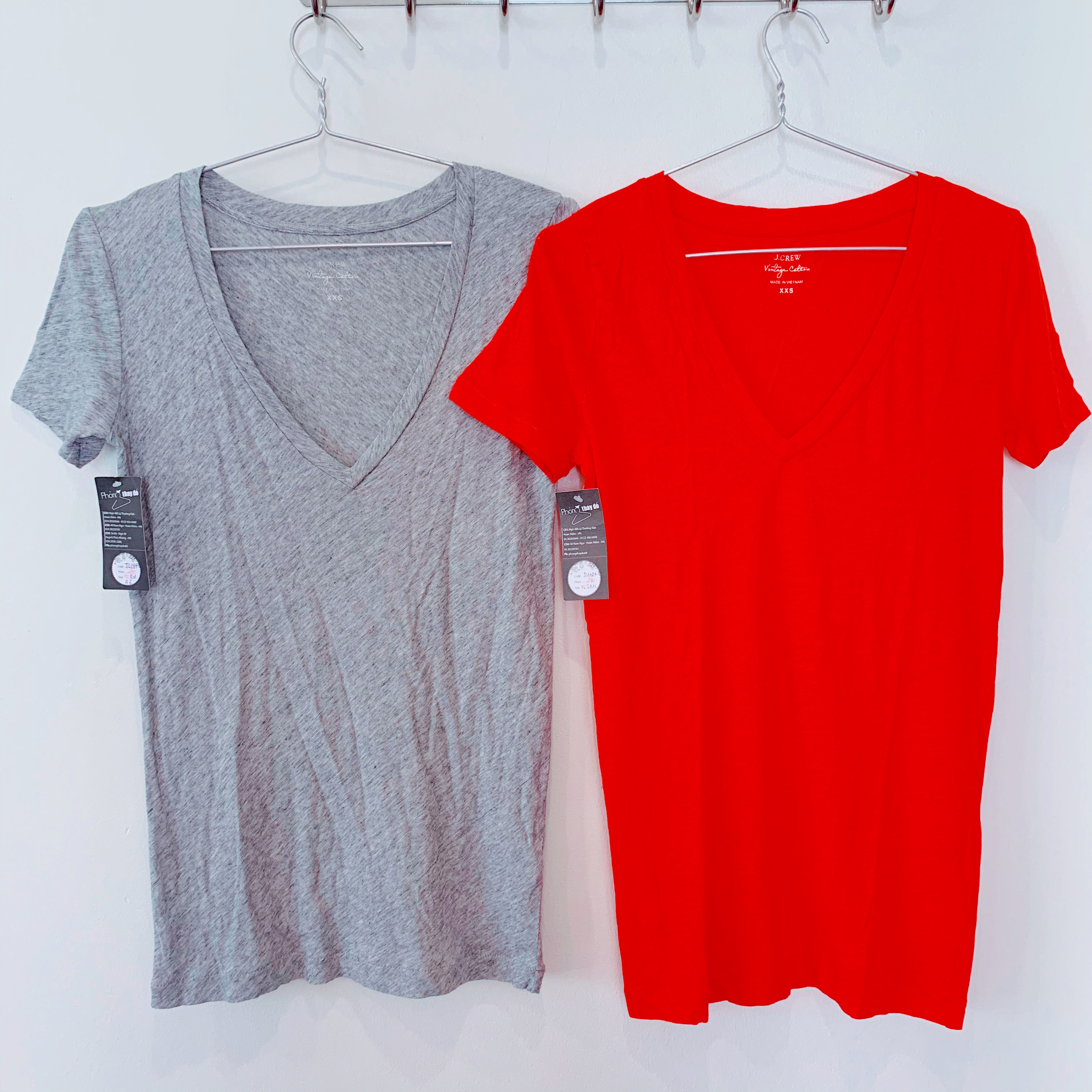 ÁO PHÔNG NỮ - J-CREW - ĐỎ TƯƠI/ LÔNG CHUỘT - SIZE XXS - 100% COTTON THUN MỎNG TH