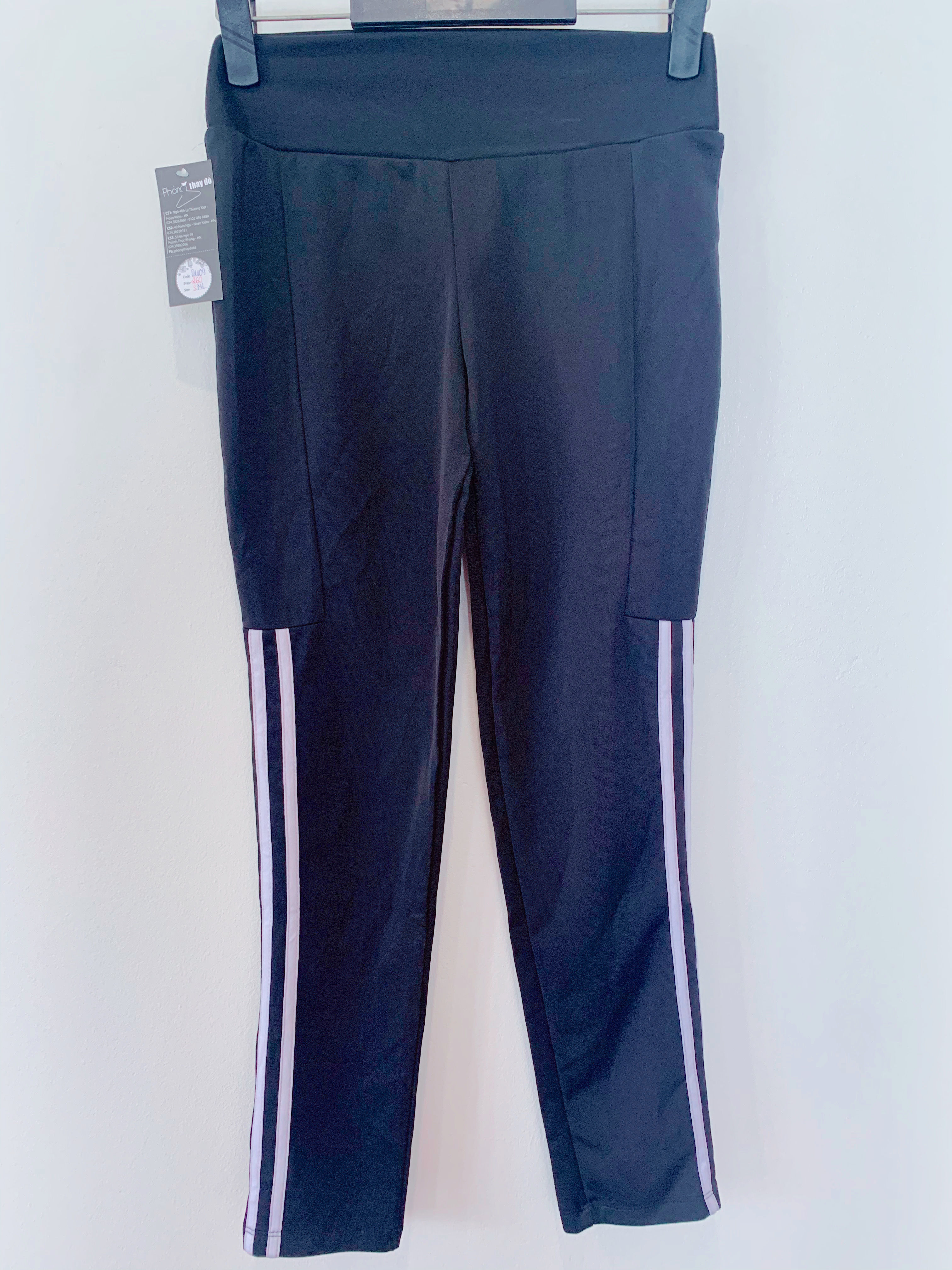 QUẦN DÀI NỮ - ADIDAS – ĐEN – SIZE S/P – DÁNG THỂ THAO – 100% COTTON THUN CO DÃN