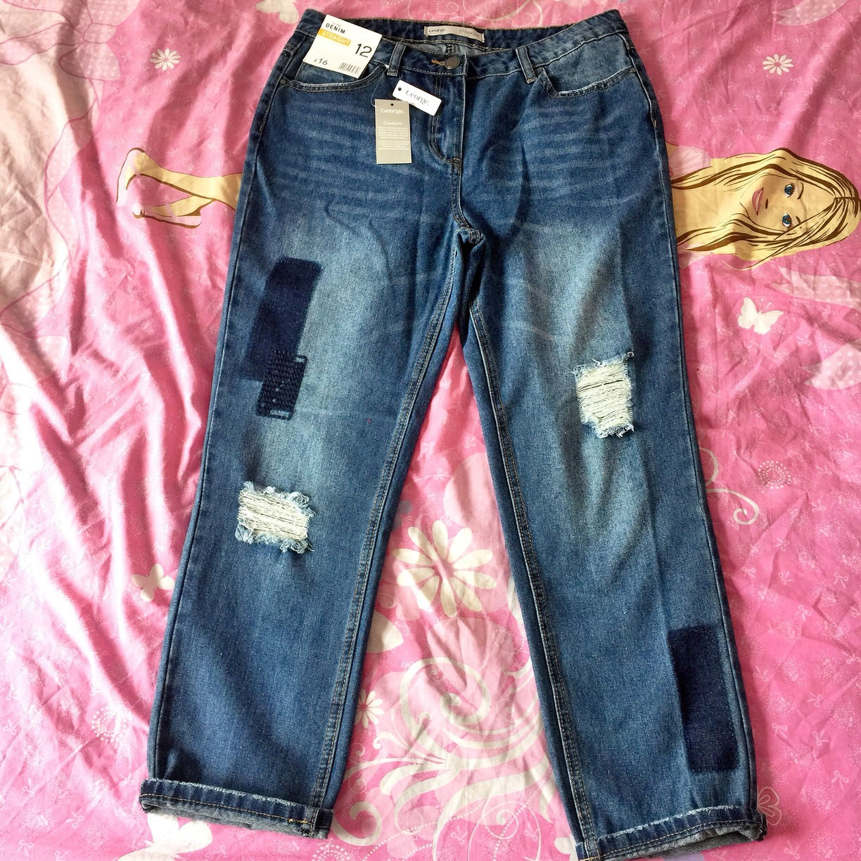 QUẦN JEANS NỮ GEORGE DENIM STRAIGHT – SIZE 12/40 – XANH LAM – MÀI ĐÙI – STREET S