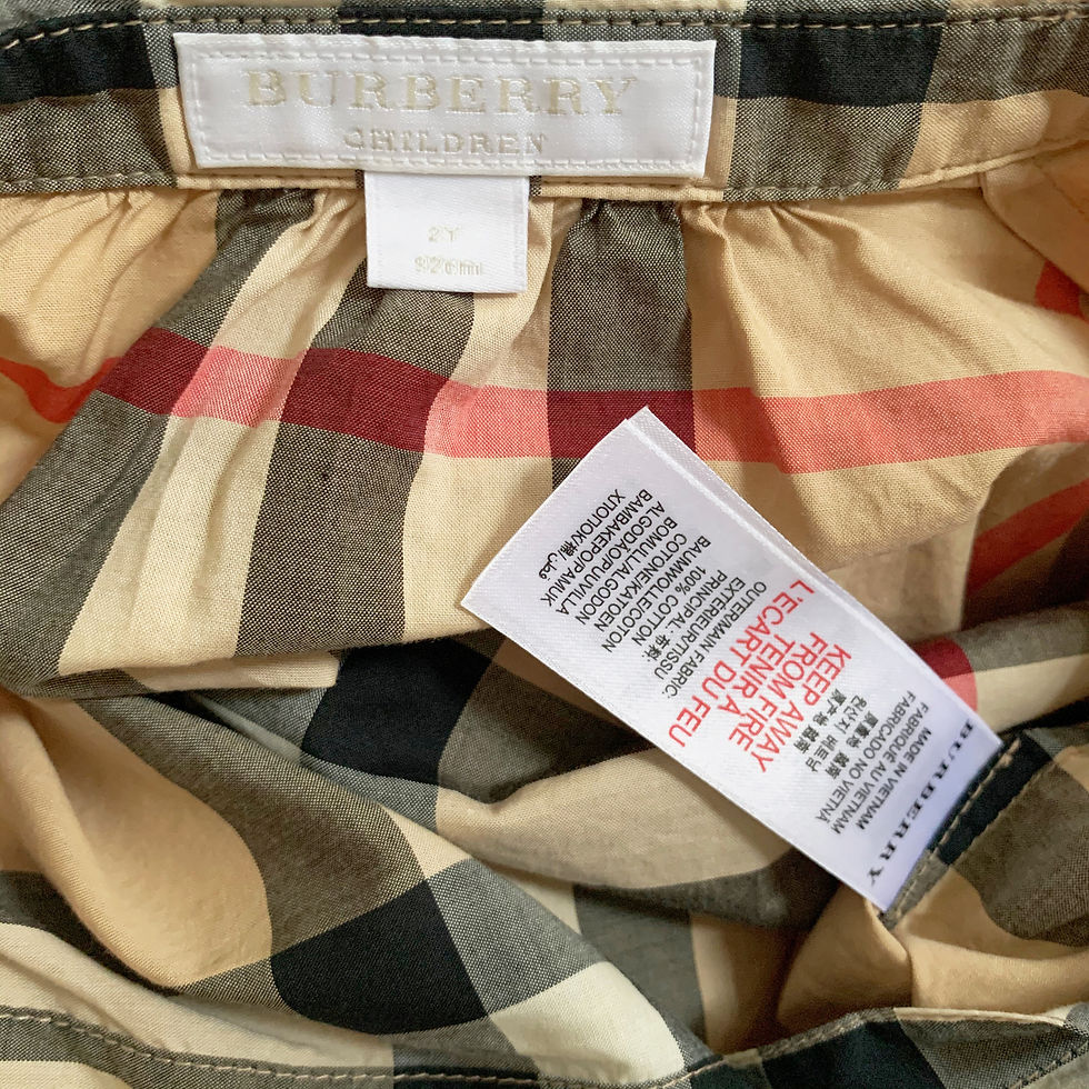 Thumbnail: ÁO SƠ MI BÉ GÁI - BURBERRY - NÂU/ TRẮNG - SIZE 2/ 4/ 6 TUỔI - 92/ 104/ 116 CM -