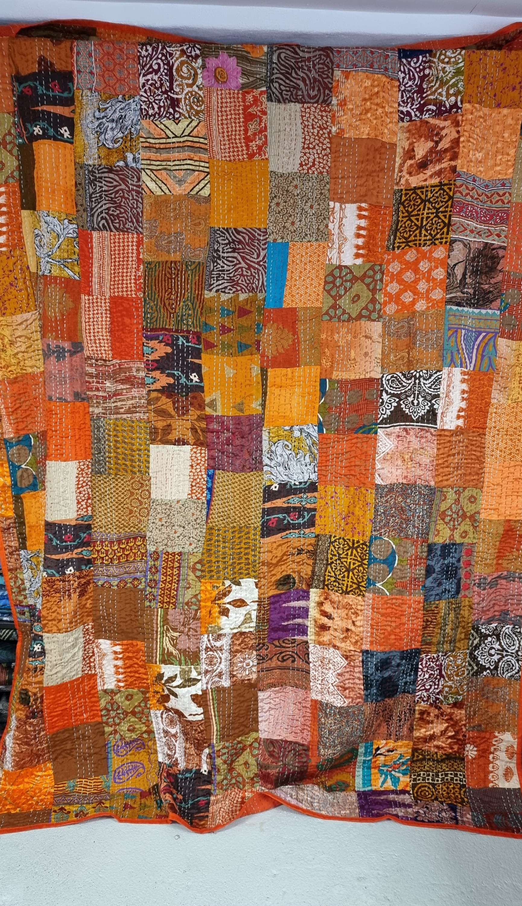 Kanthatæppe  - silke/bomuld, twin size 