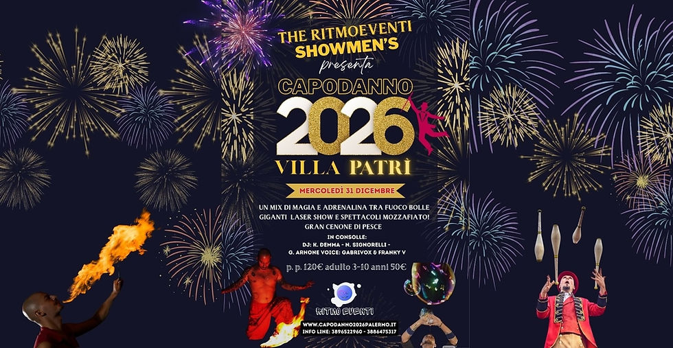 🎉 Capodanno 2026 in Sicilia con The RitmoEventi Showmen's presso Villa Patrì🌟