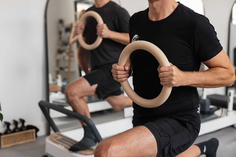 Pilates class, two men