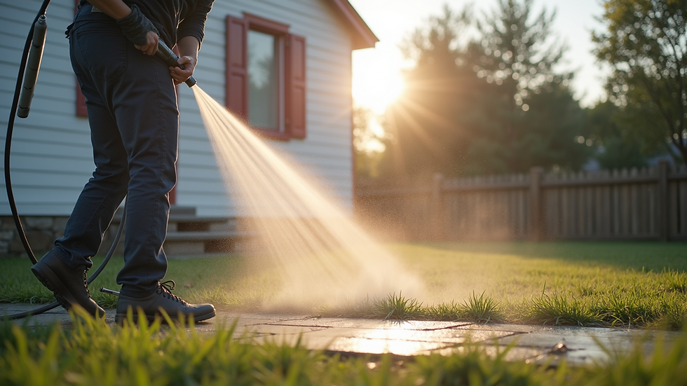 Eye-level view of a clean house exterior after pressure washing