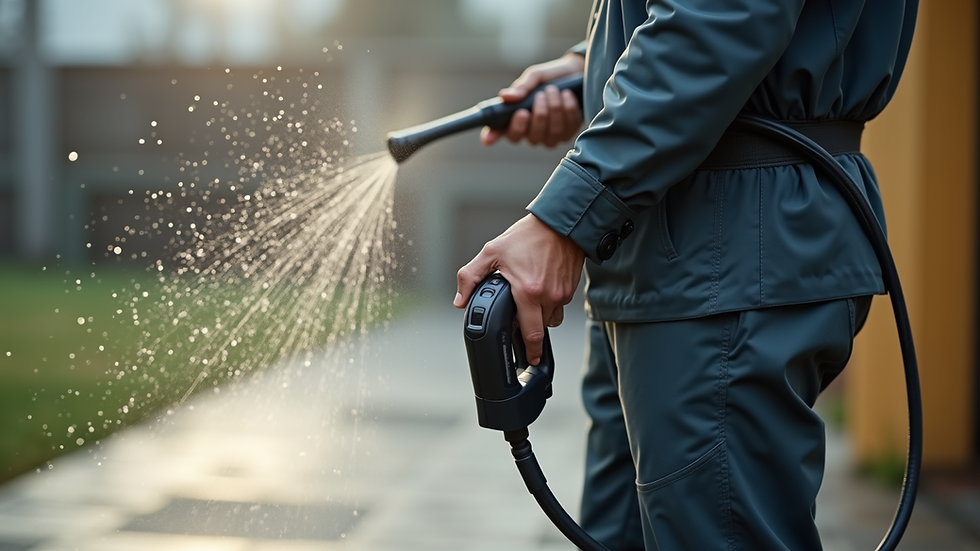 Close-up view of a modern pressure washer with digital controls