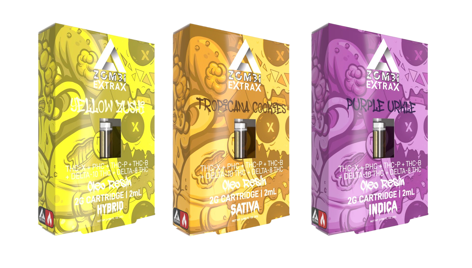 Zombi Extrax Oleo Resin Cartridge 2G (Oleo Resin, Delta 8, Delta 10, THCP, THC-B
