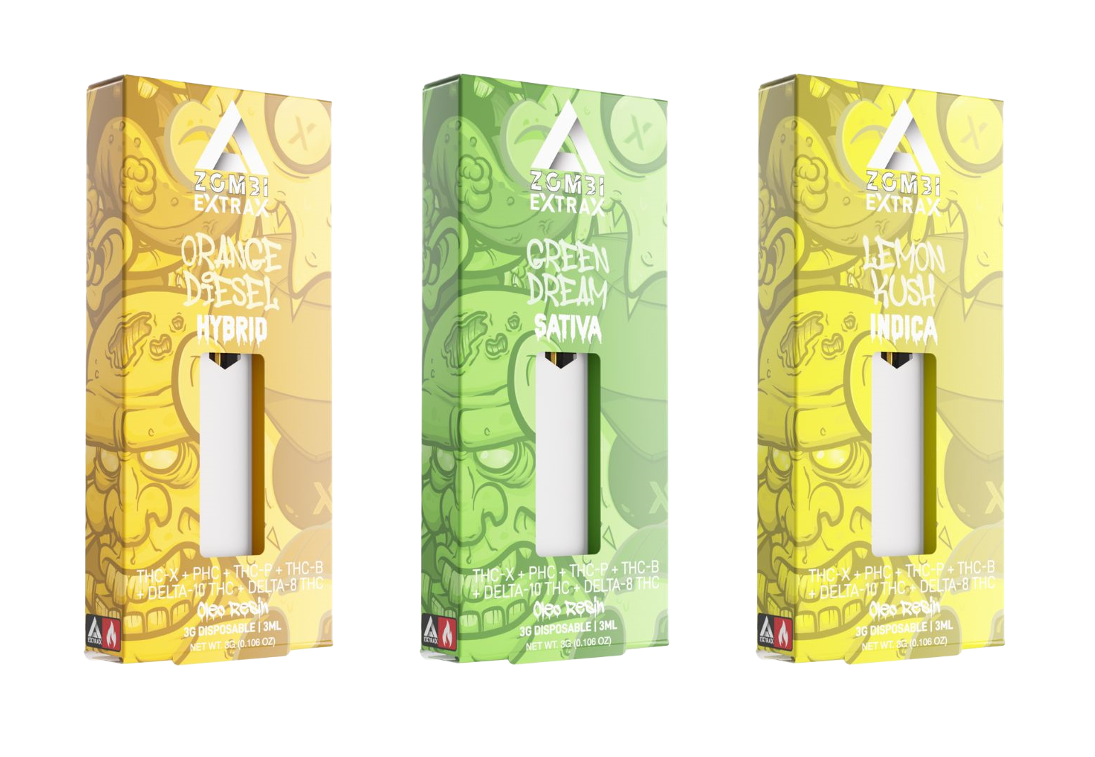 Zombi Extrax Oleo Resin Disposable 3G-D8, D10, THCP, THC-B, THC-X, and PHC.
