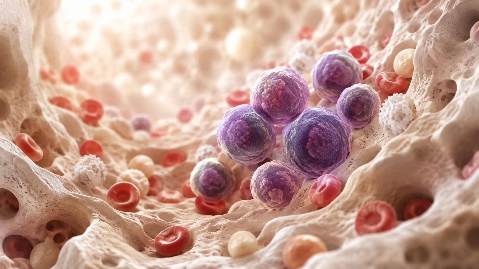 Illustration of acute lymphoblastic leukaemia cells in bone marrow