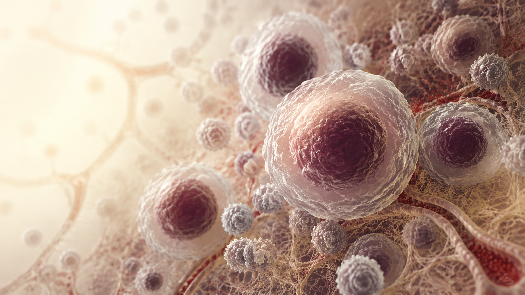 Illustration of enlarged B cells in diffuse large B-cell lymphoma