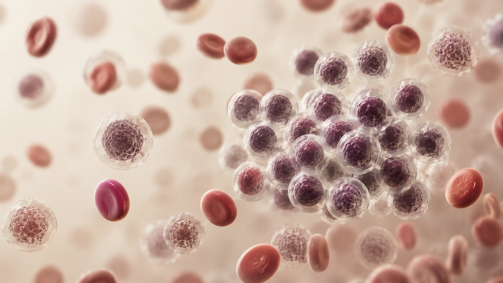 Illustration of lymphocytes in chronic lymphocytic leukaemia