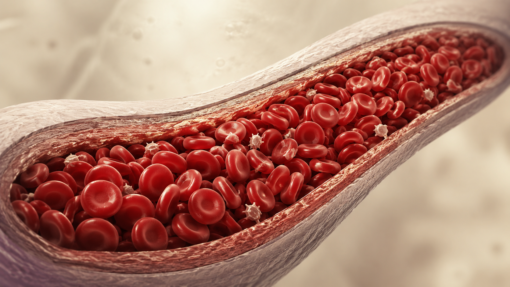 Illustration of increased red blood cells in polycythaemia vera