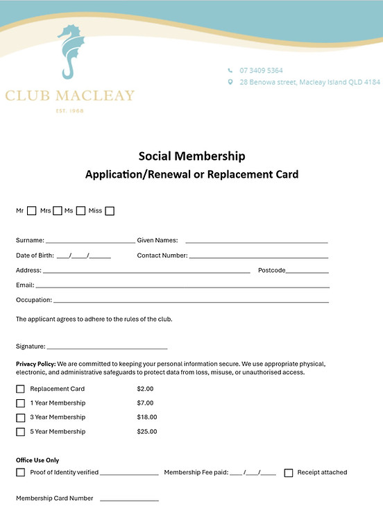 Social Membership Club Macleay