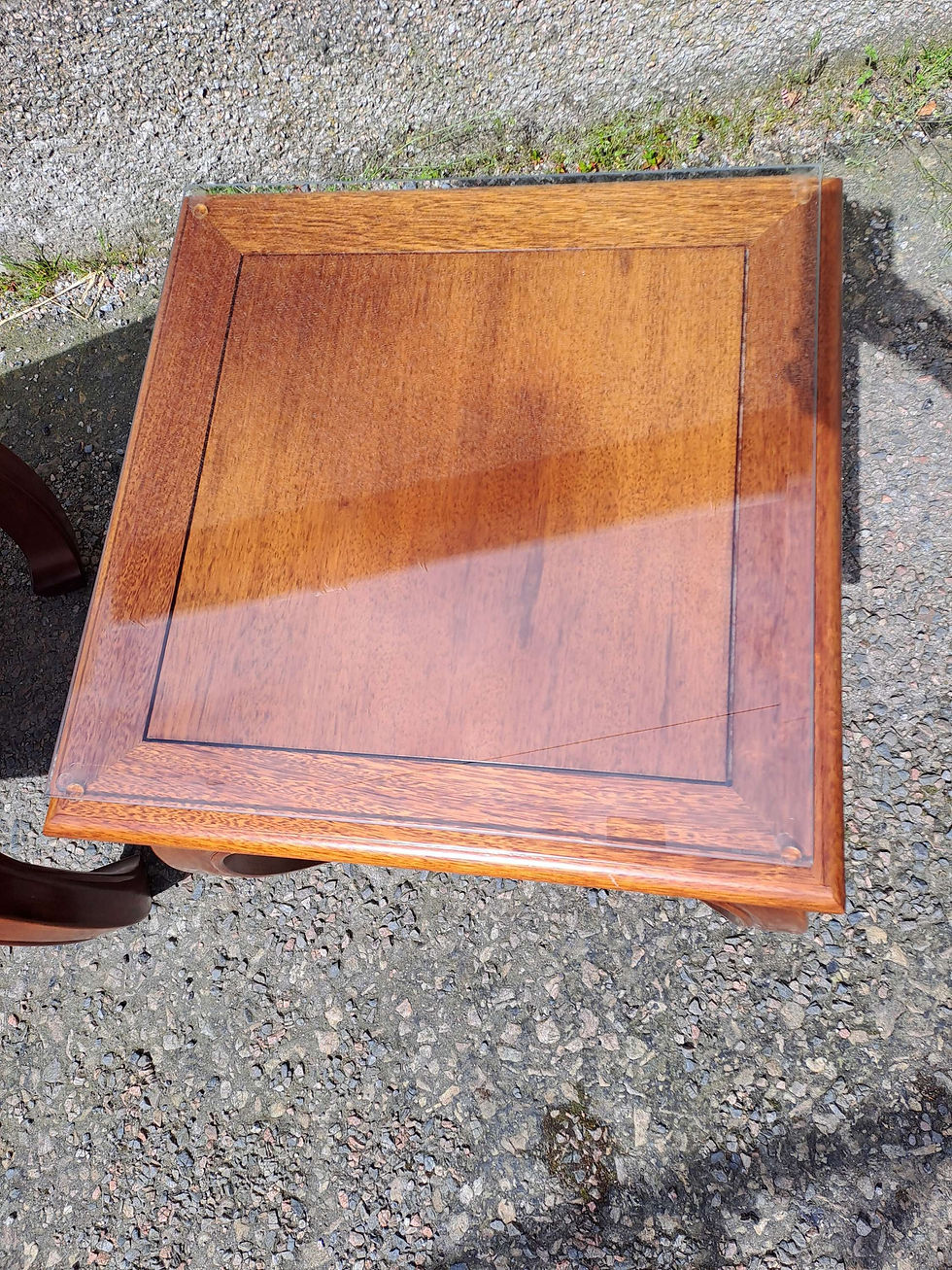 Thumbnail: Pair of Heavy Glass Topped Side Tables