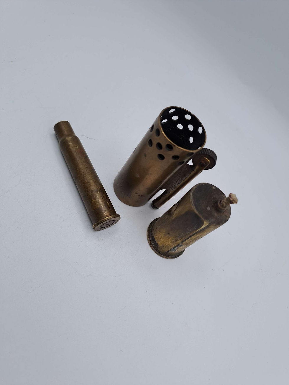 Thumbnail: WW1/ WW2 Trench Art Brass Lighter and Spent Bullet