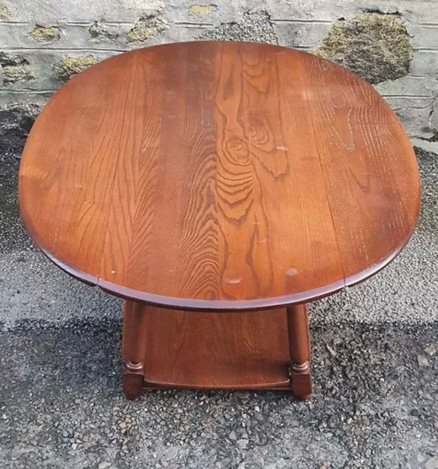 Thumbnail: Ercol Drop Leaf Coffee Table with Lower Shelf in Lovely Condition