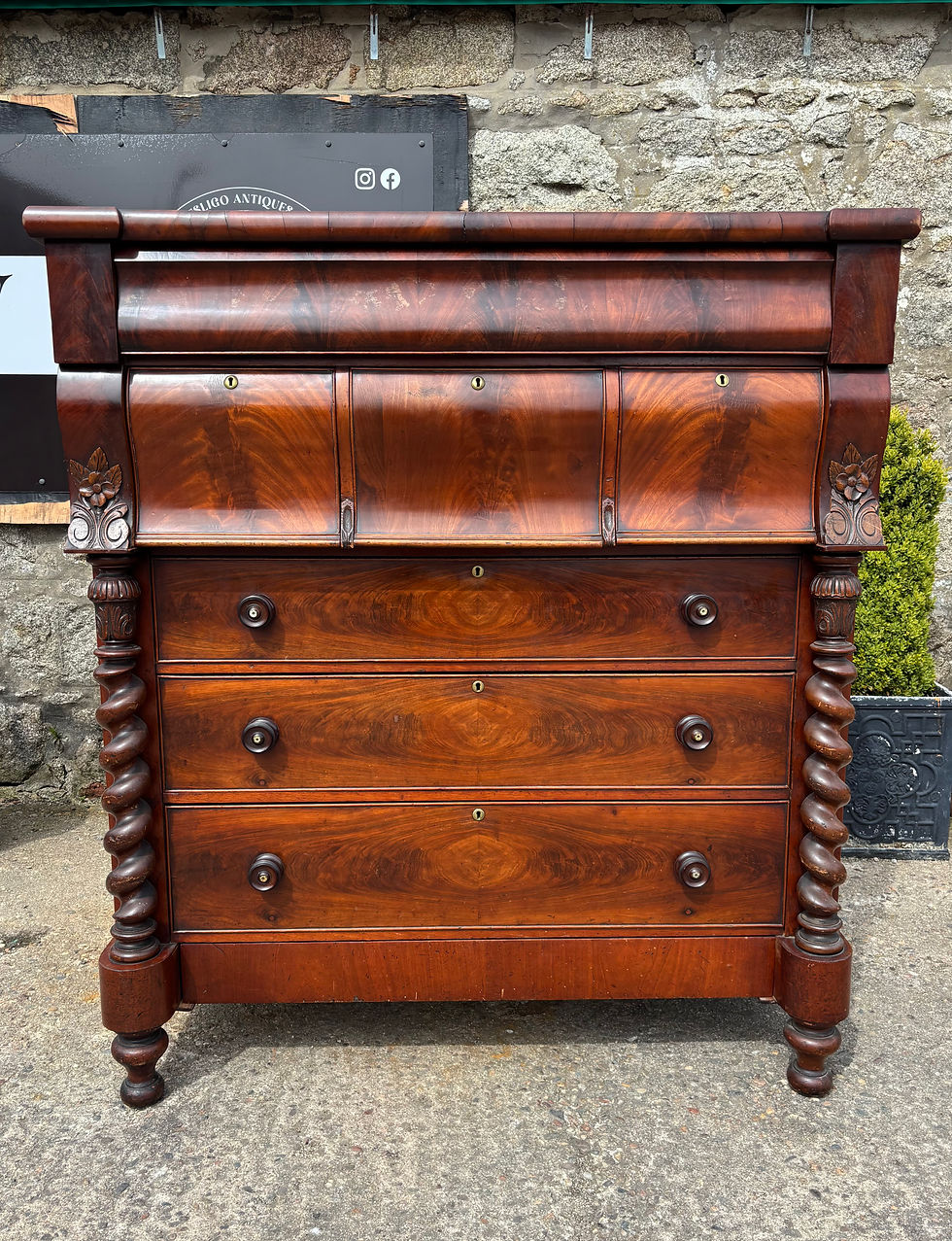 Thumbnail: Ogee Mahogany Chest of drawers With Large Topper & Storage Drawers.