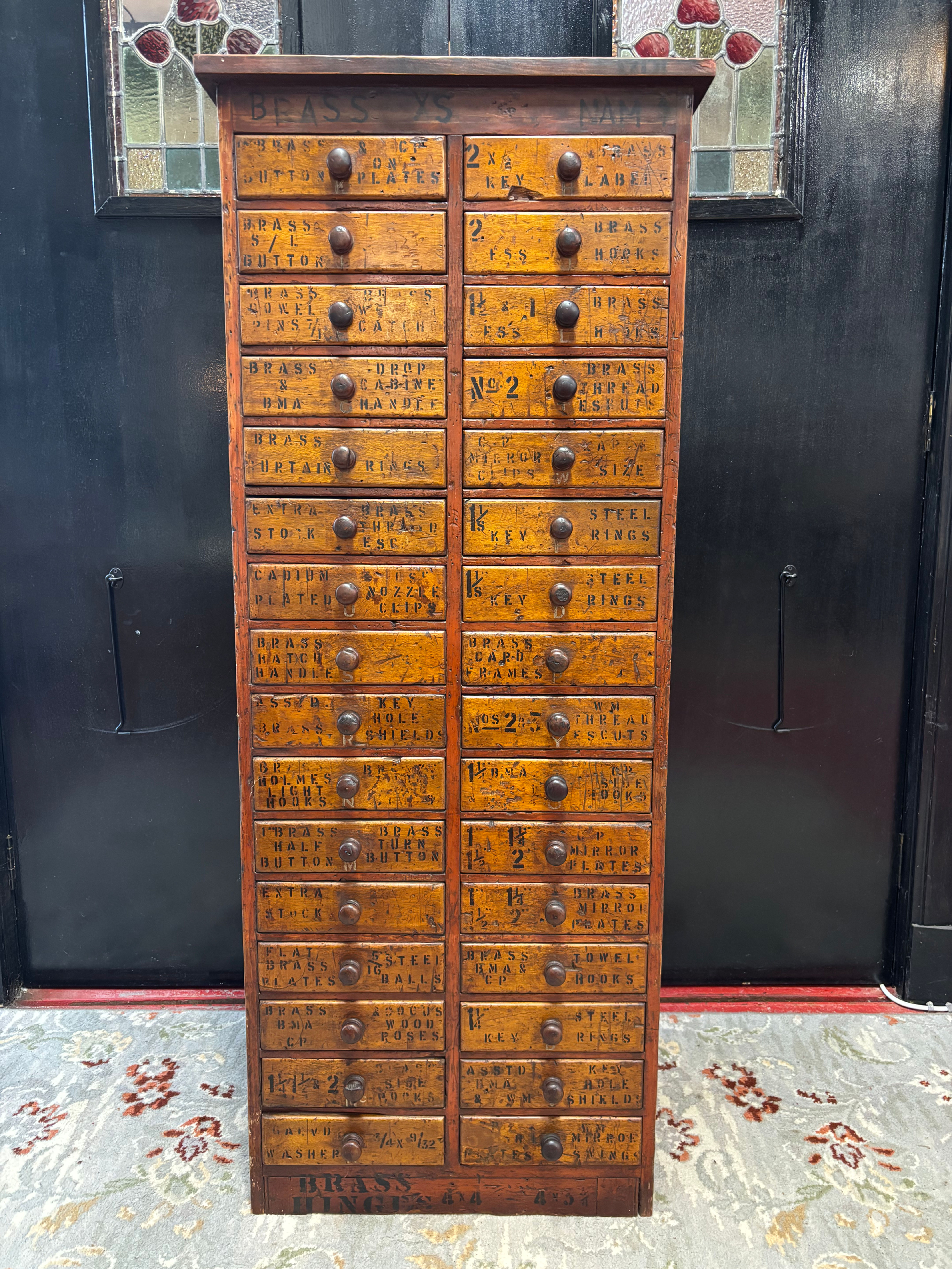 Watchmakers Engineers Bank of Drawers Hardware Cabinet Thirty Two Parts Multi