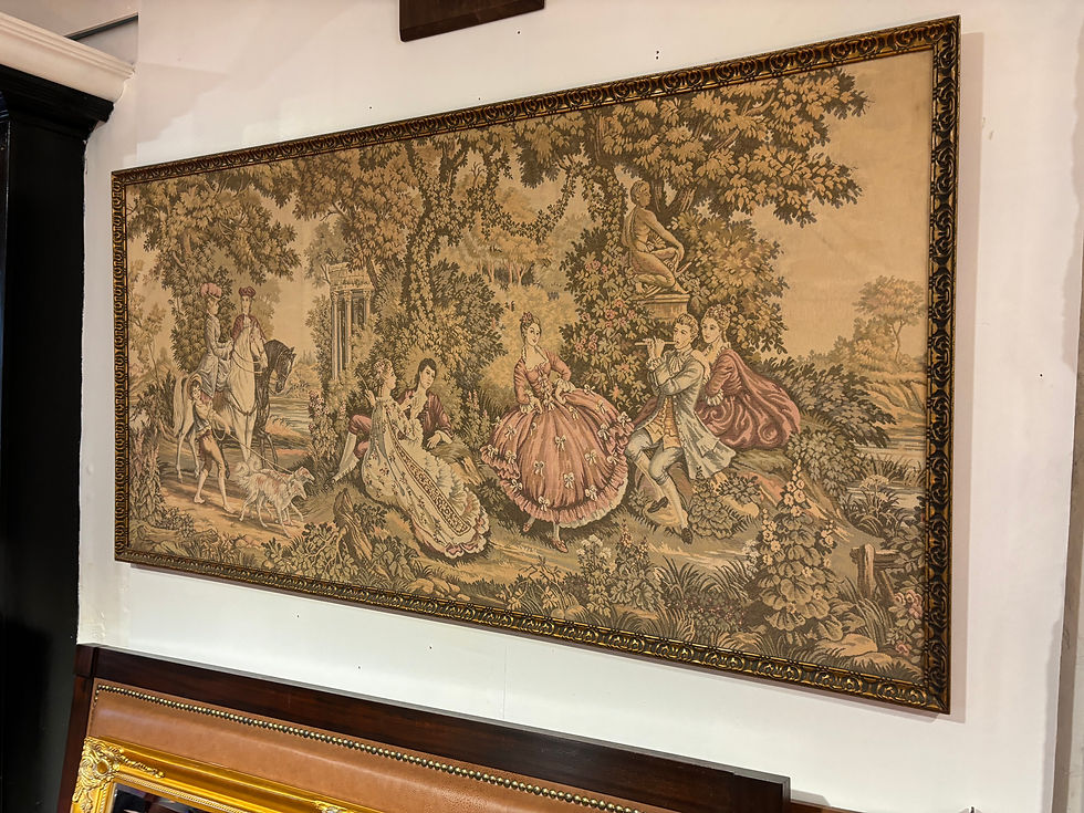 Thumbnail: Large Framed Tapestry with French ‘Verdure’ or ‘Goblin’ Scene