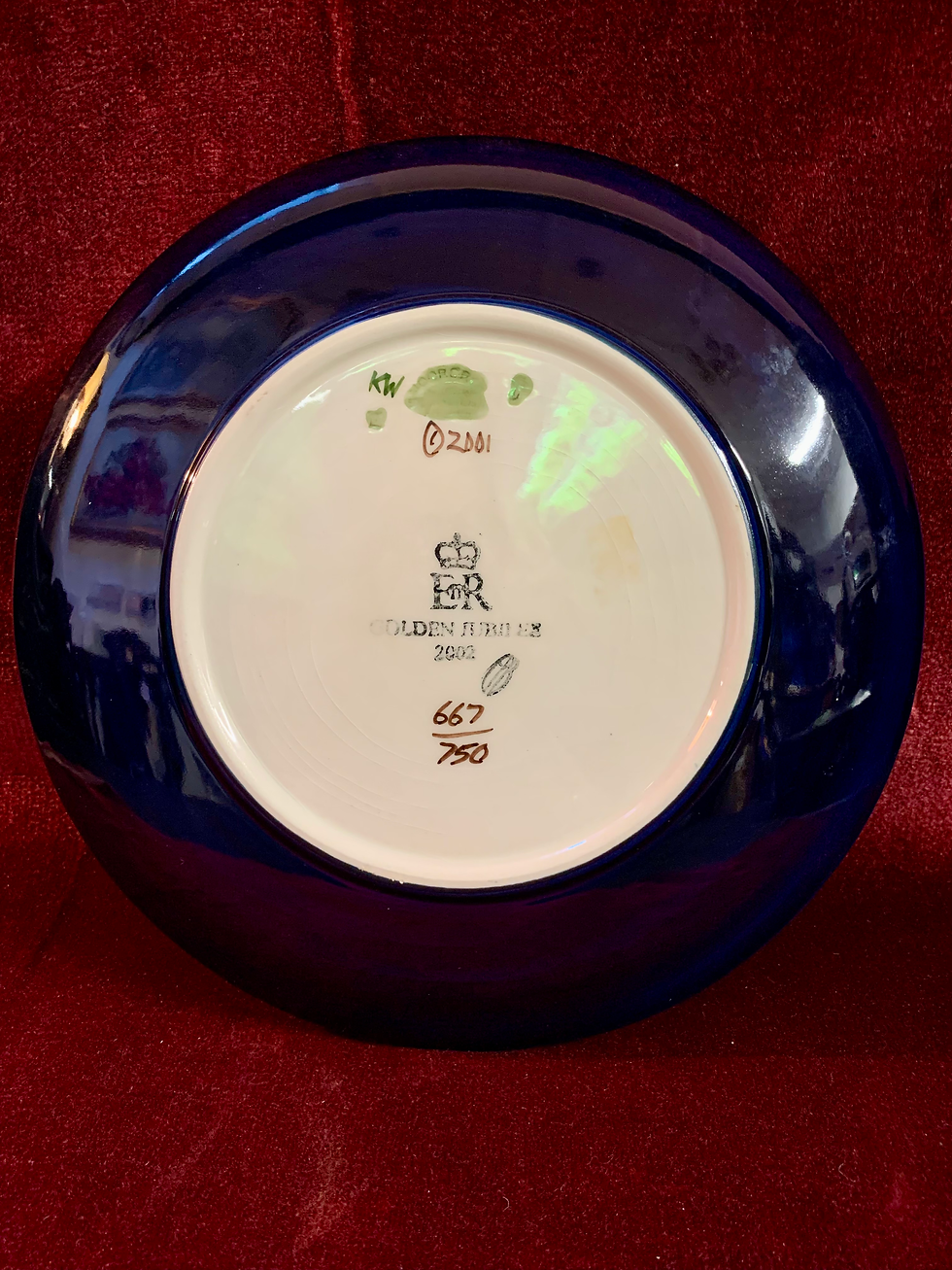 Thumbnail: Moorcroft Pottery Golden Jubilee plate from 2002. 